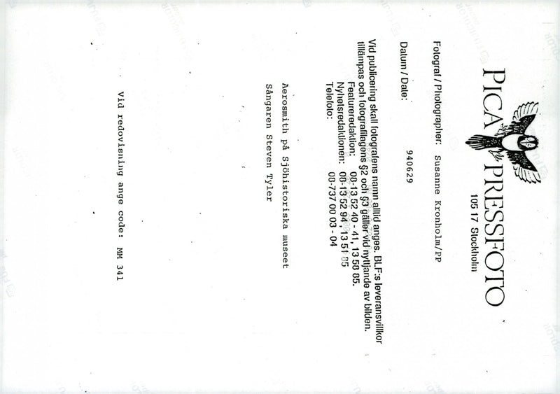 Aerosmith at the Maritime Museum. The singer Steven Tyler - Vintage Photograph