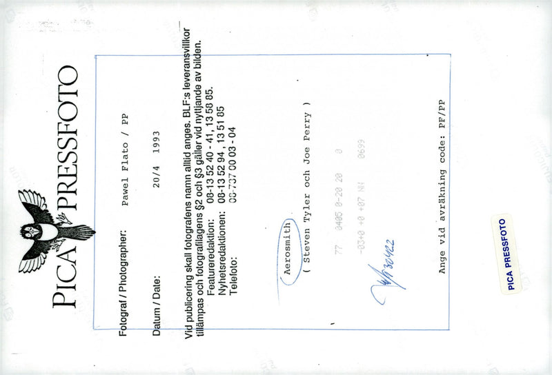 Steven Tyler and Joe Perry, Aerosmith - Vintage Photograph