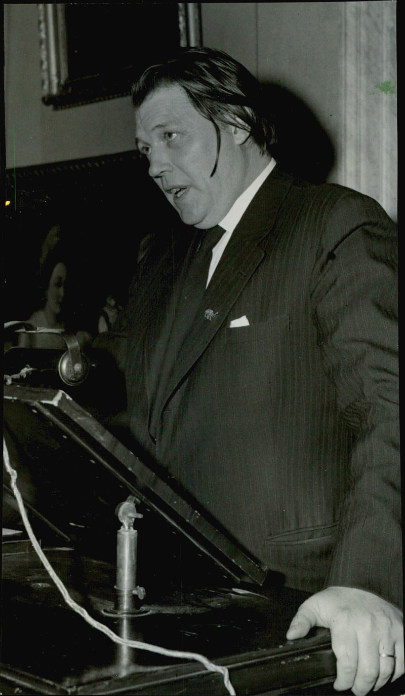 Harry Martinson speak at the lecture series "Poetry and art" in National Museum - 27 January 1948 - Vintage Photograph