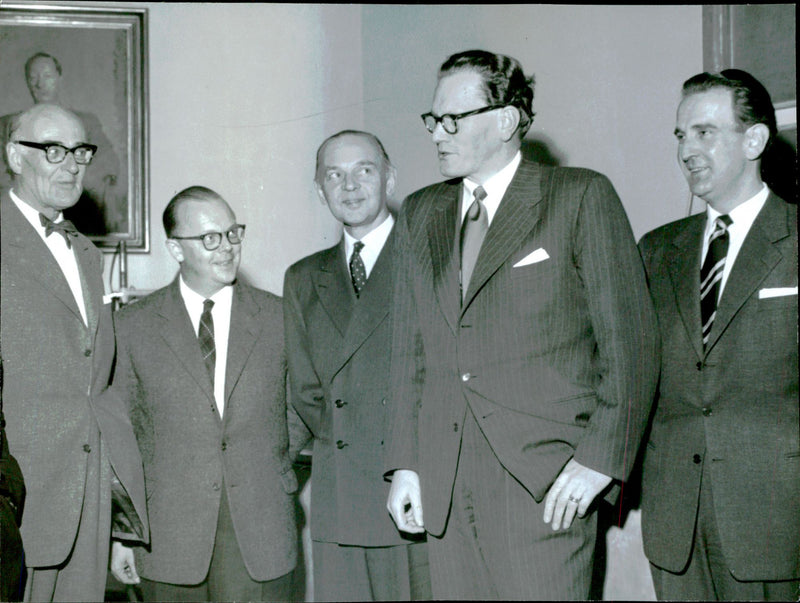 Delegates in conversation at the Annual Meeting in Stockholm Concert Hall - Vintage Photograph