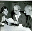Ulla Isaksson, Ingrid Edholm and Nils Magnus Folke conference on the poet. - Vintage Photograph