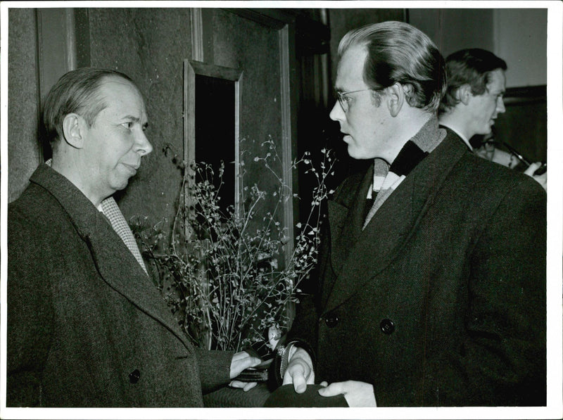Olov Hartman and Bernt Erikson of poetic conference. - Vintage Photograph