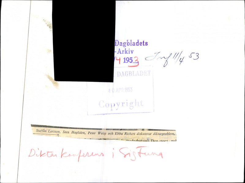 Staffan Larsson, Rock Hagliden and Ebba Richert on poetic conference. - Vintage Photograph