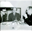 Bengt Holmqvist, Sven Alfons and Bertil Malmberg on poetic conference. - Vintage Photograph