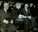 Gustaf Settergren, Rock Velander and Ãke Rusck at Water Kraft's annual meeting in the Concert Hall. - Vintage Photograph