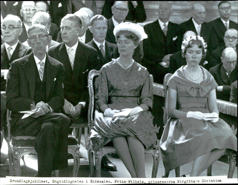 Constitutional Jubilee. The ceremony in the Hall. Prince William and Princesses Birgitta and Christina. - Vintage Photograph