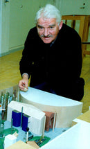 Hans Alfredson with a model building - Vintage Photograph