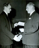 Delegates in conversation at the Clerk Association gathering at the Concert Hall - Vintage Photograph