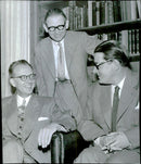 Writers Conference. Three of the participants in Literature Discussion: Knud Bruun-Rasmussen, Erik Gamby and Sven Stolpe - Vintage Photograph