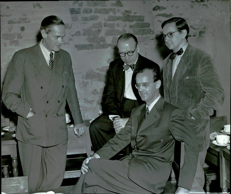 Delegates in conversation at the Writers' Union Congress - Vintage Photograph