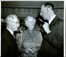 Writer's Association 60-Ã¥rsjubilerar with dinner at HÃ¶gloftet. The evening's host Prince Wilhelm with Gurli Hertzman-Ericson and lawyer Ulf von Konow. - Vintage Photograph