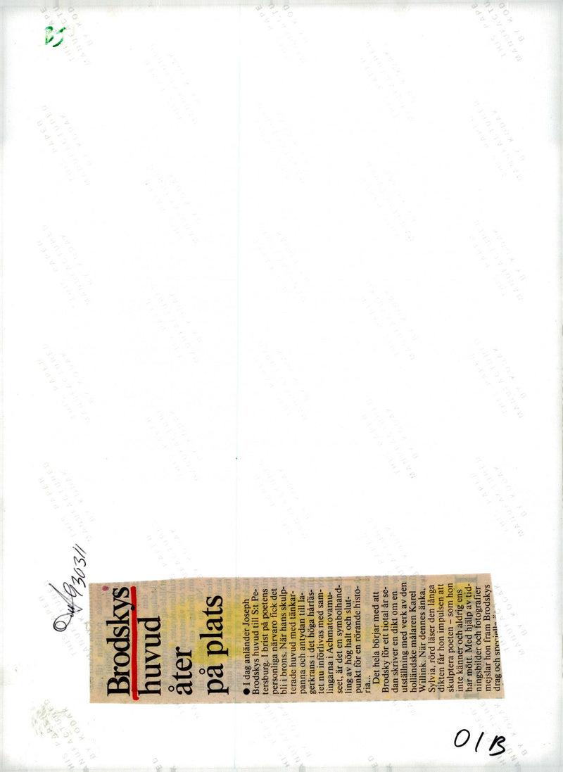 Achmatovamuseet in St. Petersburg. Sculpture of the writer Joseph Brodsky, as the Dutch painter Karel Willinks widow has sculpted. - Vintage Photograph