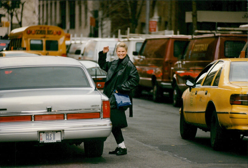 A happy Christy Brinkley on Madison Avenue - Vintage Photograph