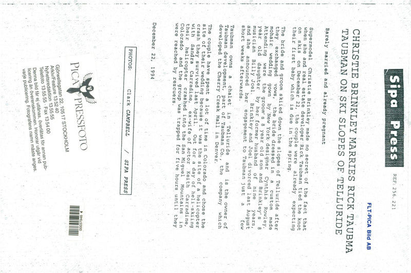 Supermodel Christie Brinkley marries Rick Taubman in Telluride - Vintage Photograph