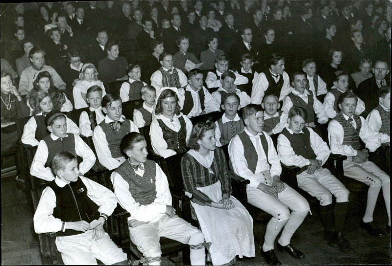 Emergency Youth Concert Party where the young people dressed in national costume - 20 December 1943 - Vintage Photograph