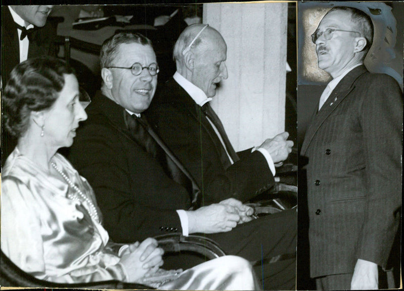 Crown Prince and Prince Carl at the Concert Hall, Arnulf Overland - 18 May 1945 - Vintage Photograph