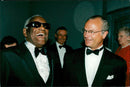 Polar Prize winner Ray Charles with King Carl XVI Gustaf at the Polar Music Awards. - Vintage Photograph