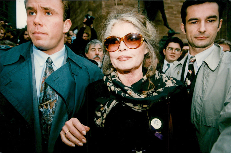 Brigitte Bardot on the burial of animal welfare activist Jill Phipps - Vintage Photograph