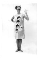 Beatles dress with members' signatures was carried at the premiere of "A Hard Day's Night" - Vintage Photograph