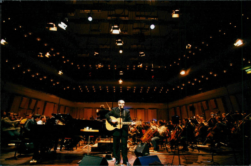 Elvis Costello appears in the Berwald Hall - Vintage Photograph