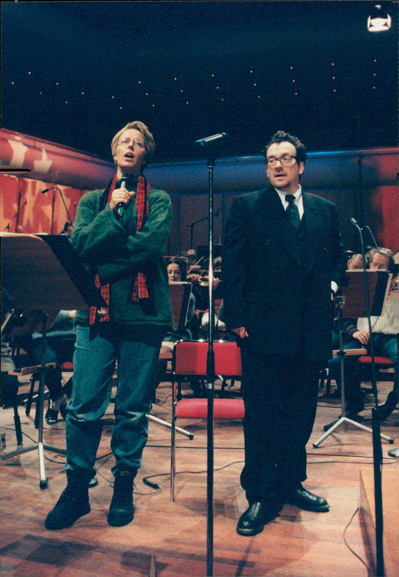 Elvis Costello offers Epiphany concert with Ann-Sofie von Otter in the Berwald Hall - Vintage Photograph