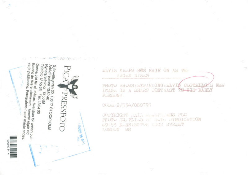 Elvis Costello occurs - Vintage Photograph