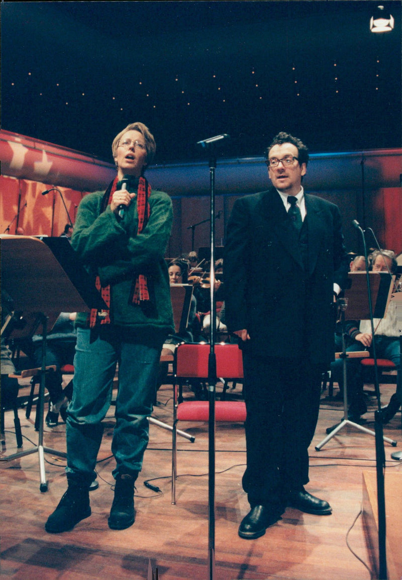 Elvis Costello offers Epiphany concert with Ann-Sofie von Otter in the Berwald Hall - Vintage Photograph