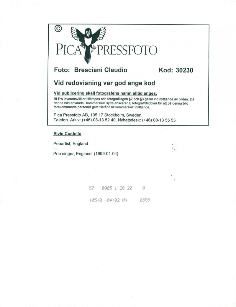 Elvis Costello - Vintage Photograph