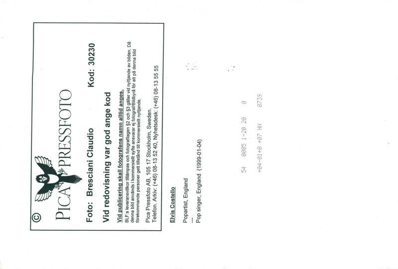 Elvis Costello occurs - Vintage Photograph