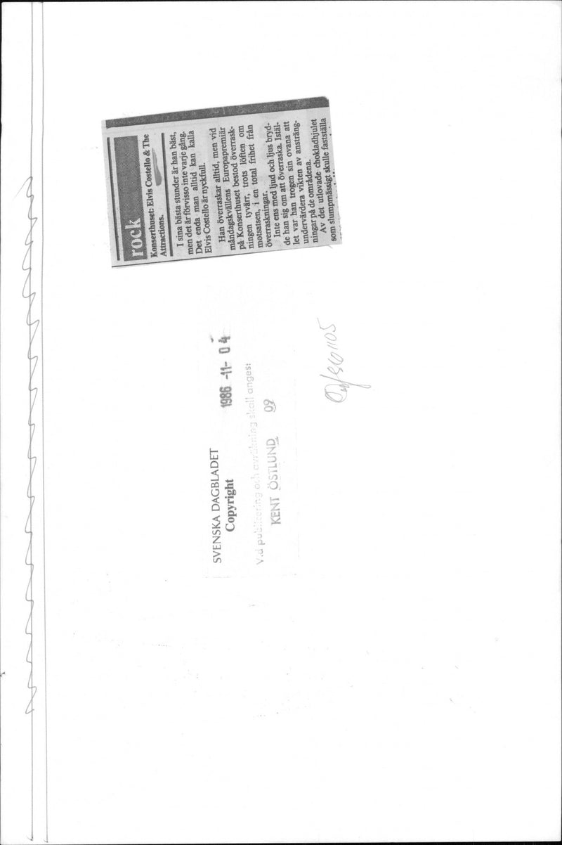 Elvis Costello & The Attractions occur in the Stockholm Concert Hall - Vintage Photograph