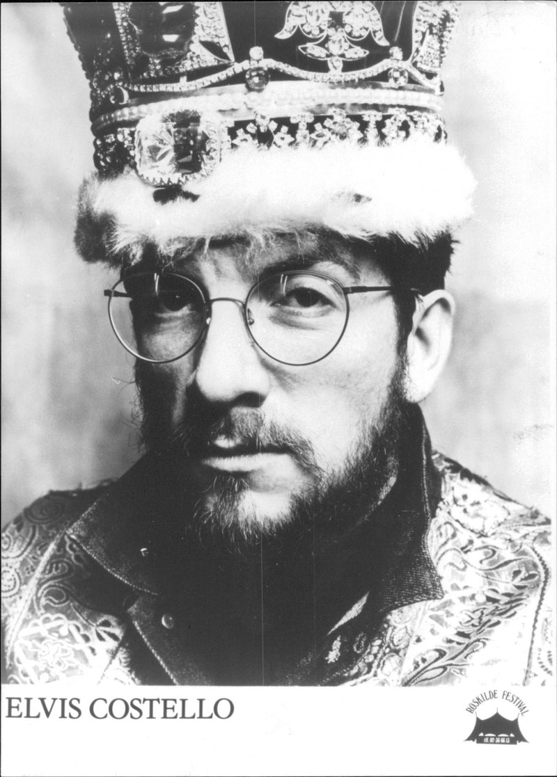 Elvis Costello - drawing card at the festival in Roskilde - Vintage Photograph