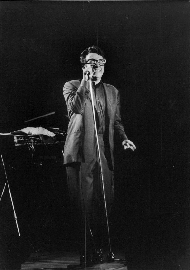 Elvis Costello appears in the Stockholm Concert Hall - Vintage Photograph