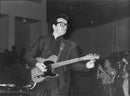 Elvis Costello appears in the Stockholm Concert Hall - Vintage Photograph