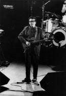 Elvis Costello appears in the Stockholm Concert Hall - Vintage Photograph