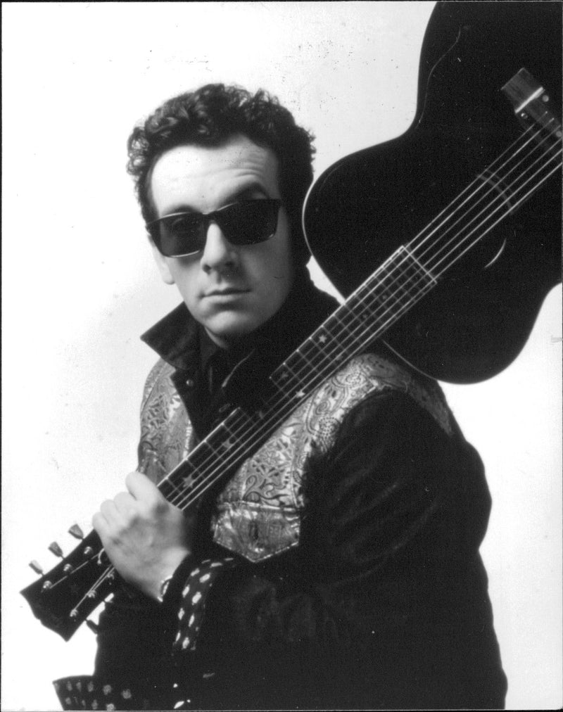 Elvis Costello with his guitar - Vintage Photograph
