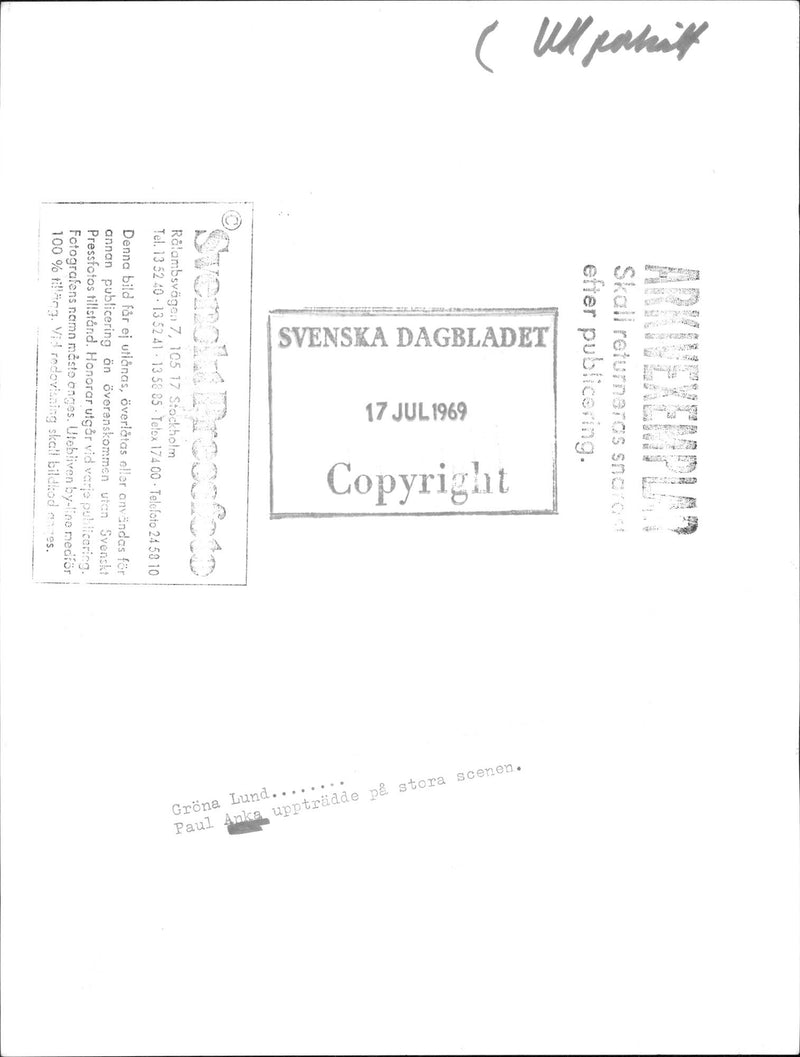 Paul Anka appearing at Grona Lund - Vintage Photograph