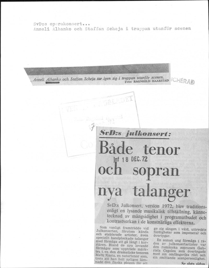 Annelie Alhanko and Staffan Scheja the stairs off the stage at the opera concert - Vintage Photograph