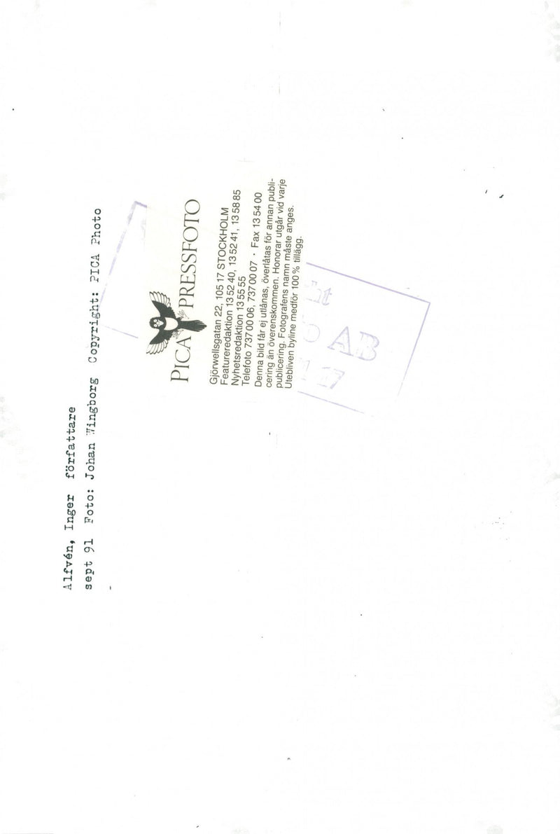 Inger AlfvÃ©n, writer - Vintage Photograph