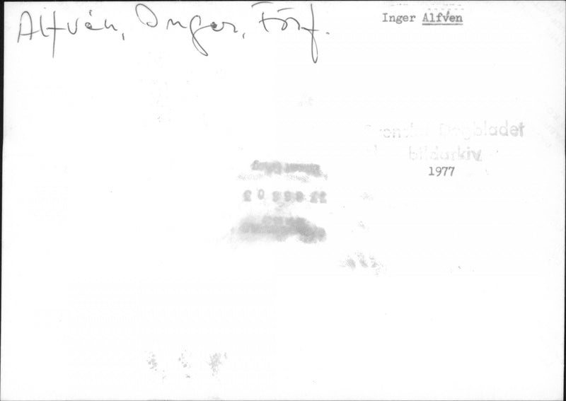 Inger AlfvÃ©n, writer - Vintage Photograph