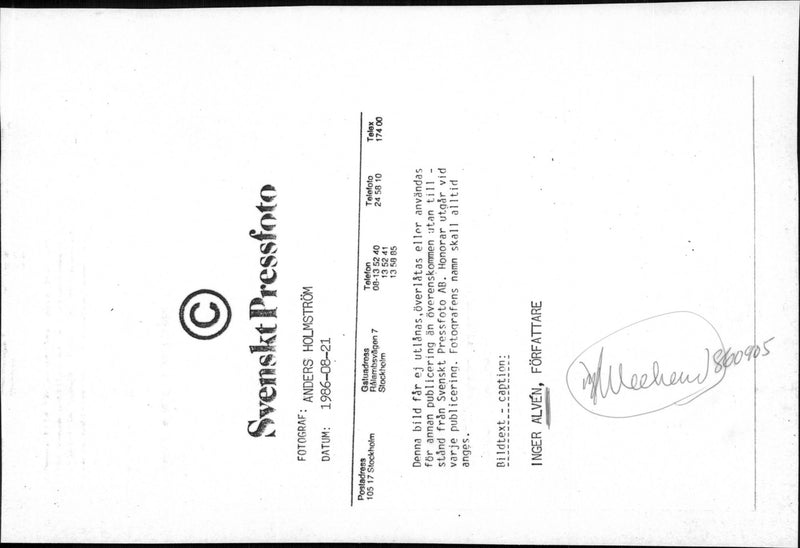 Inger AlfvÃ©n, writer - Vintage Photograph