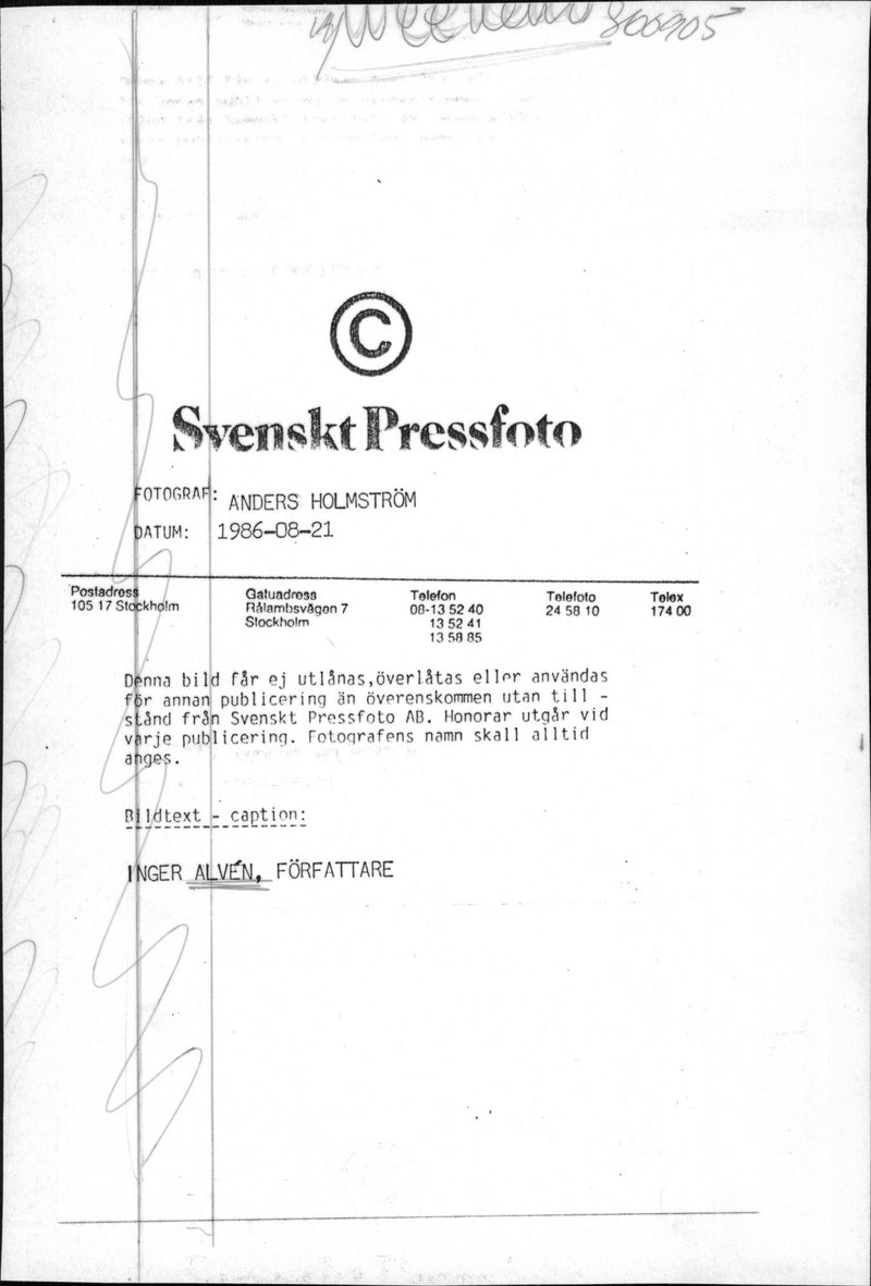 Inger AlfvÃ©n, writer - Vintage Photograph