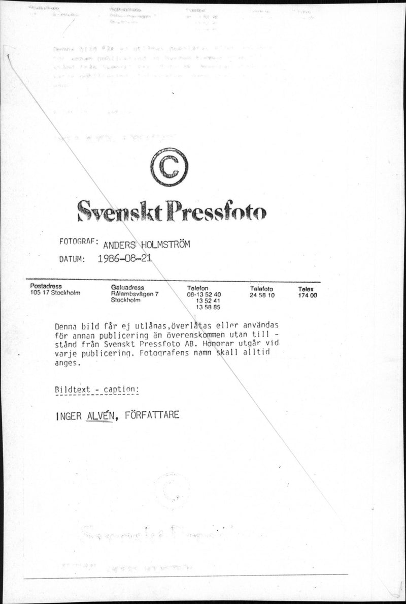 Inger AlfvÃ©n, writer - Vintage Photograph