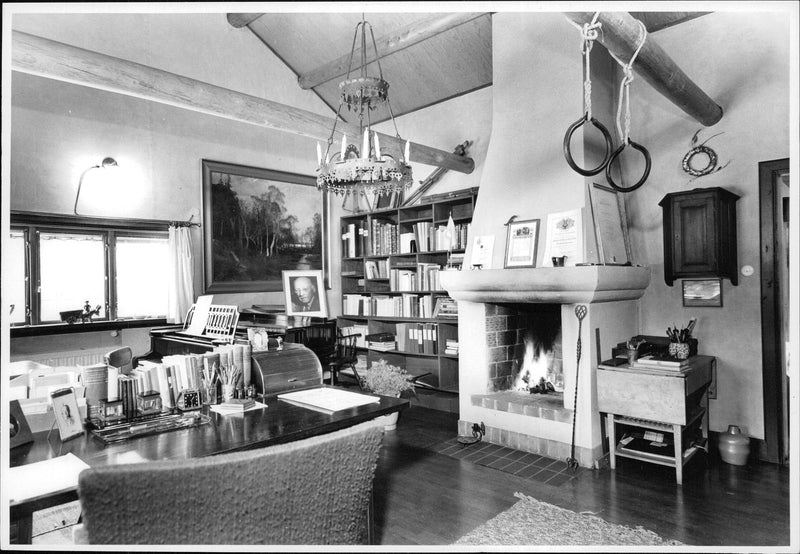 Music room in Hugo AlfvÃ©n's farm in Leksand - Vintage Photograph