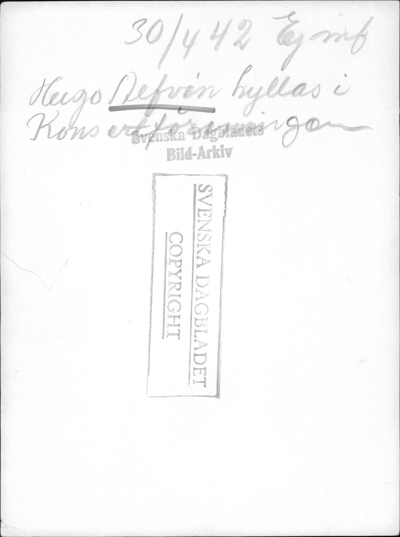 Hugo AlfvÃ©n bask in Concert Association - 30 April 1942 - Vintage Photograph