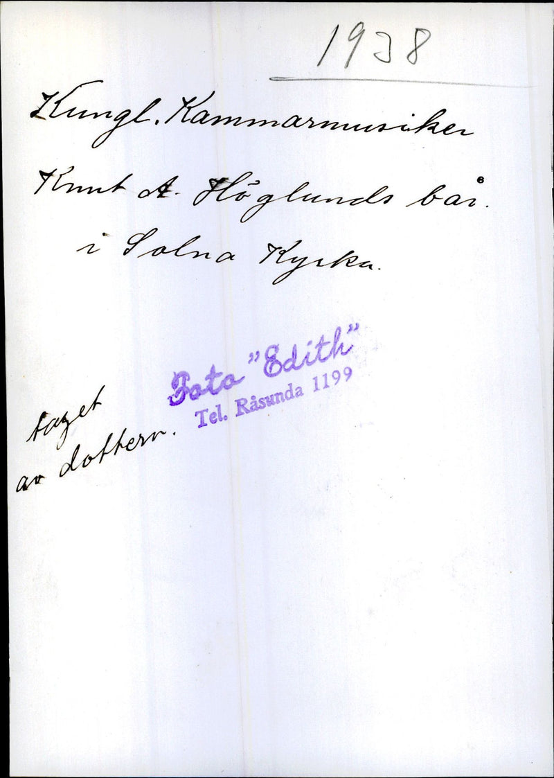 Royal chamber musician A. HÃ¶glund&