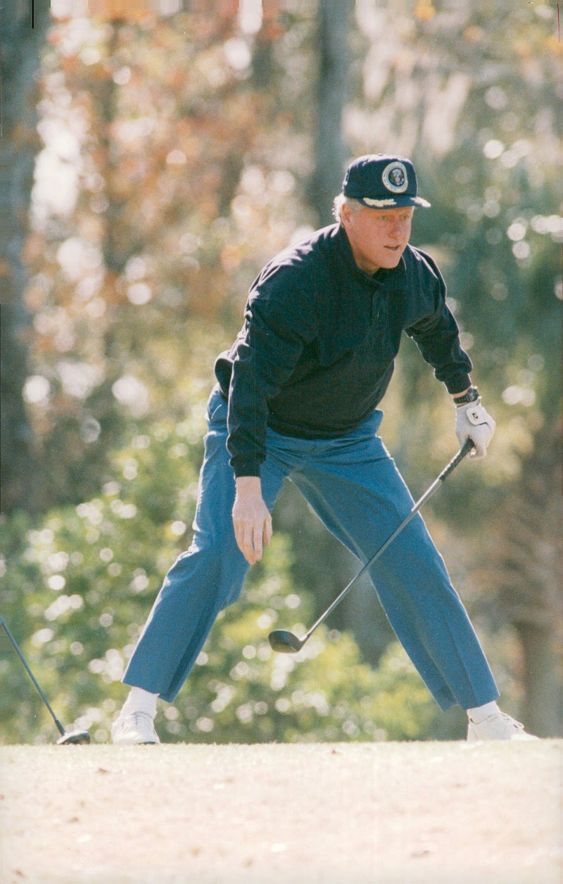 Bill Clinton playing golf - Vintage Photograph