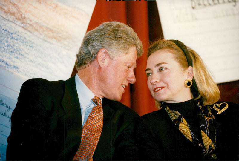 Bill Clinton and his wife Hillary - Vintage Photograph