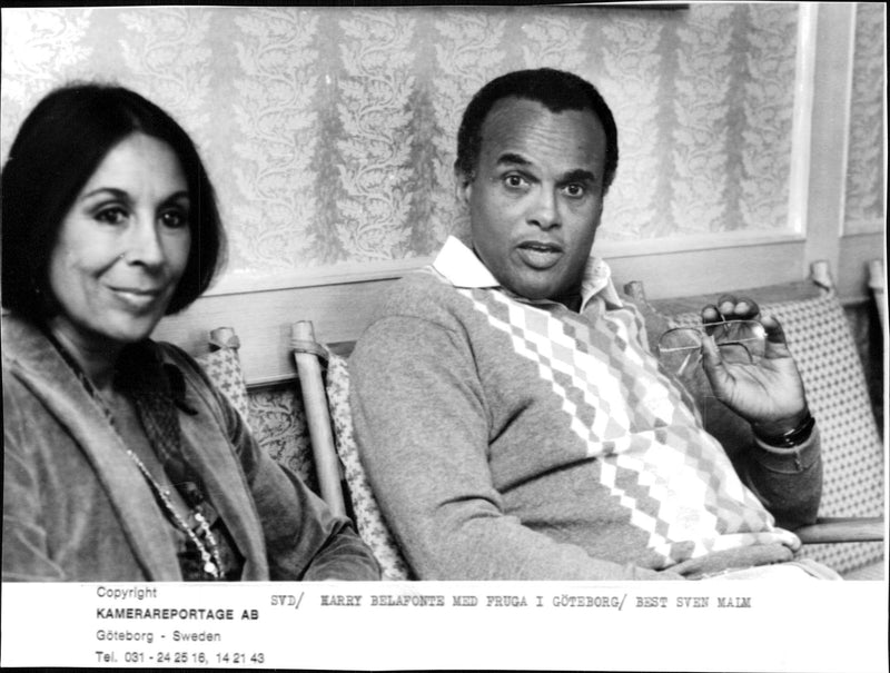 Harry Belafonte and his wife Julie are in Gothenburg concert - Vintage Photograph