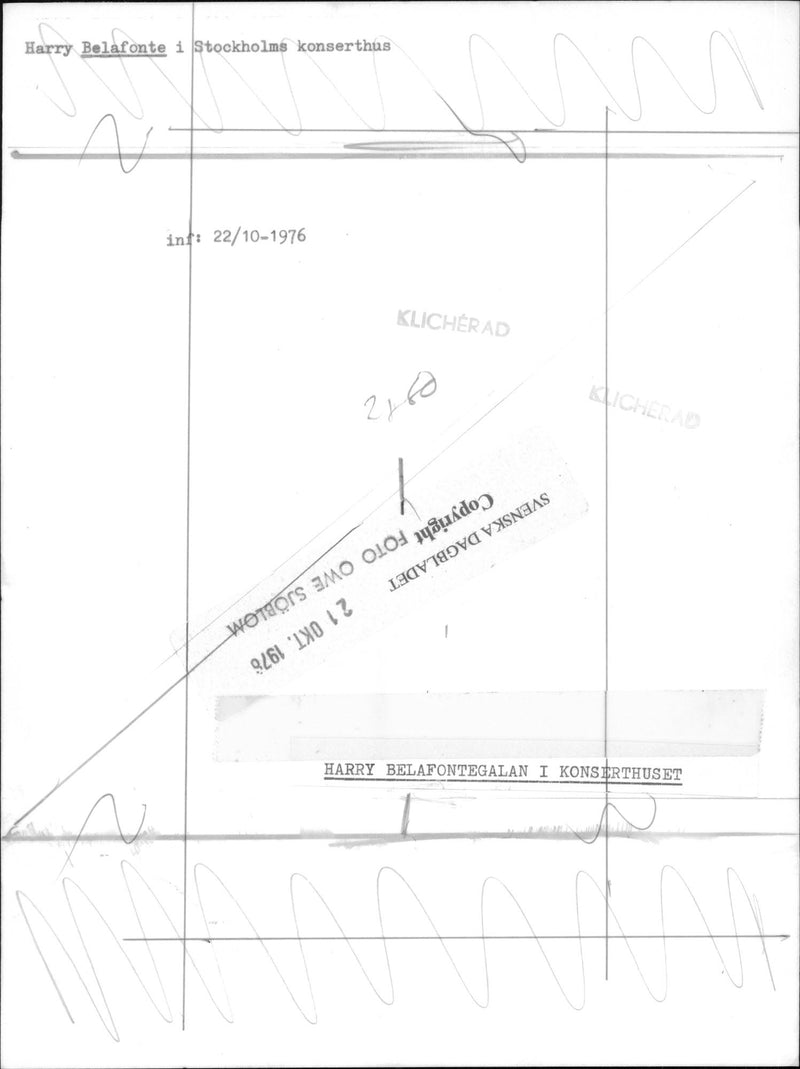 Harry Belafonte appears in the Stockholm Concert Hall - Vintage Photograph