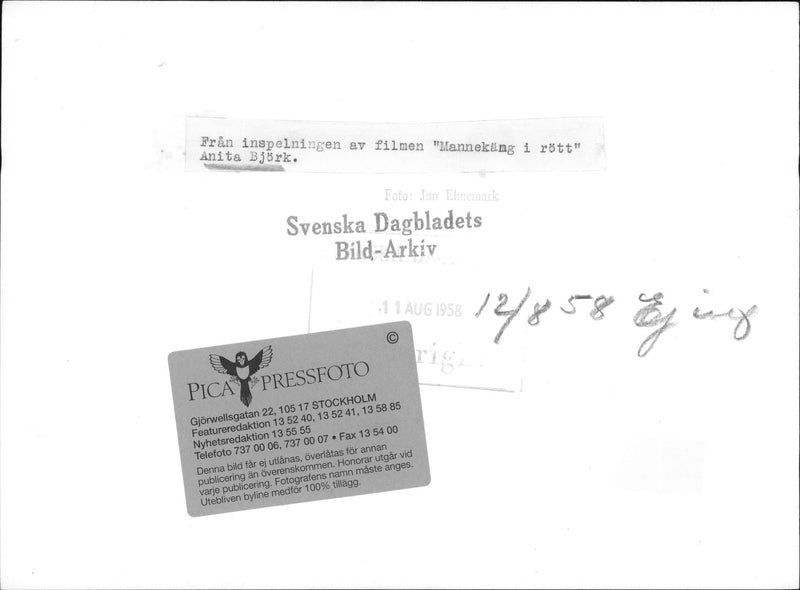 Anita Björk in the filming of "Mannequin" - Vintage Photograph